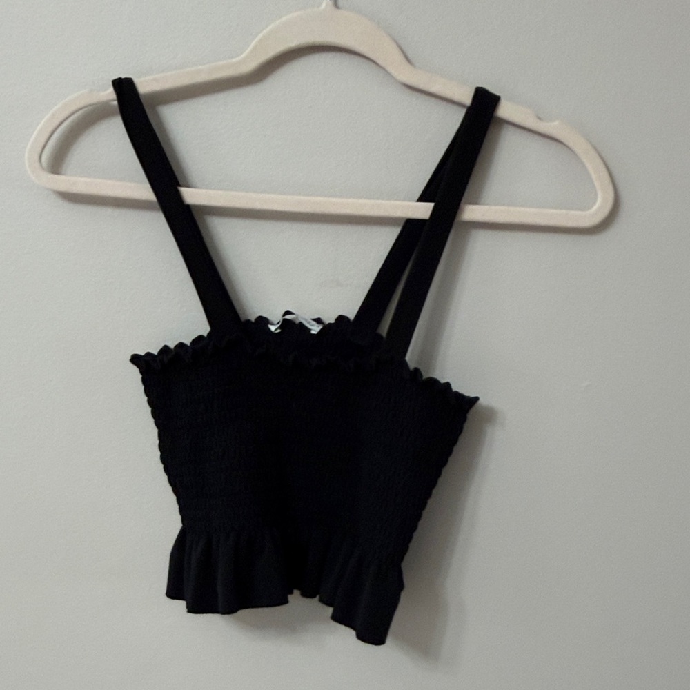 Zara Smocked Ruffled Crop Top - Picture 4 of 10
